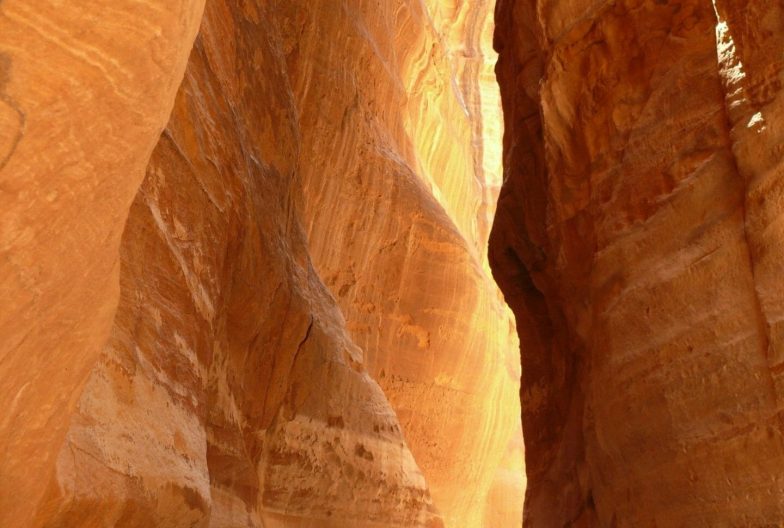 Carruaje de caballos en el desfiladero, Siq, Petra, Jordania.