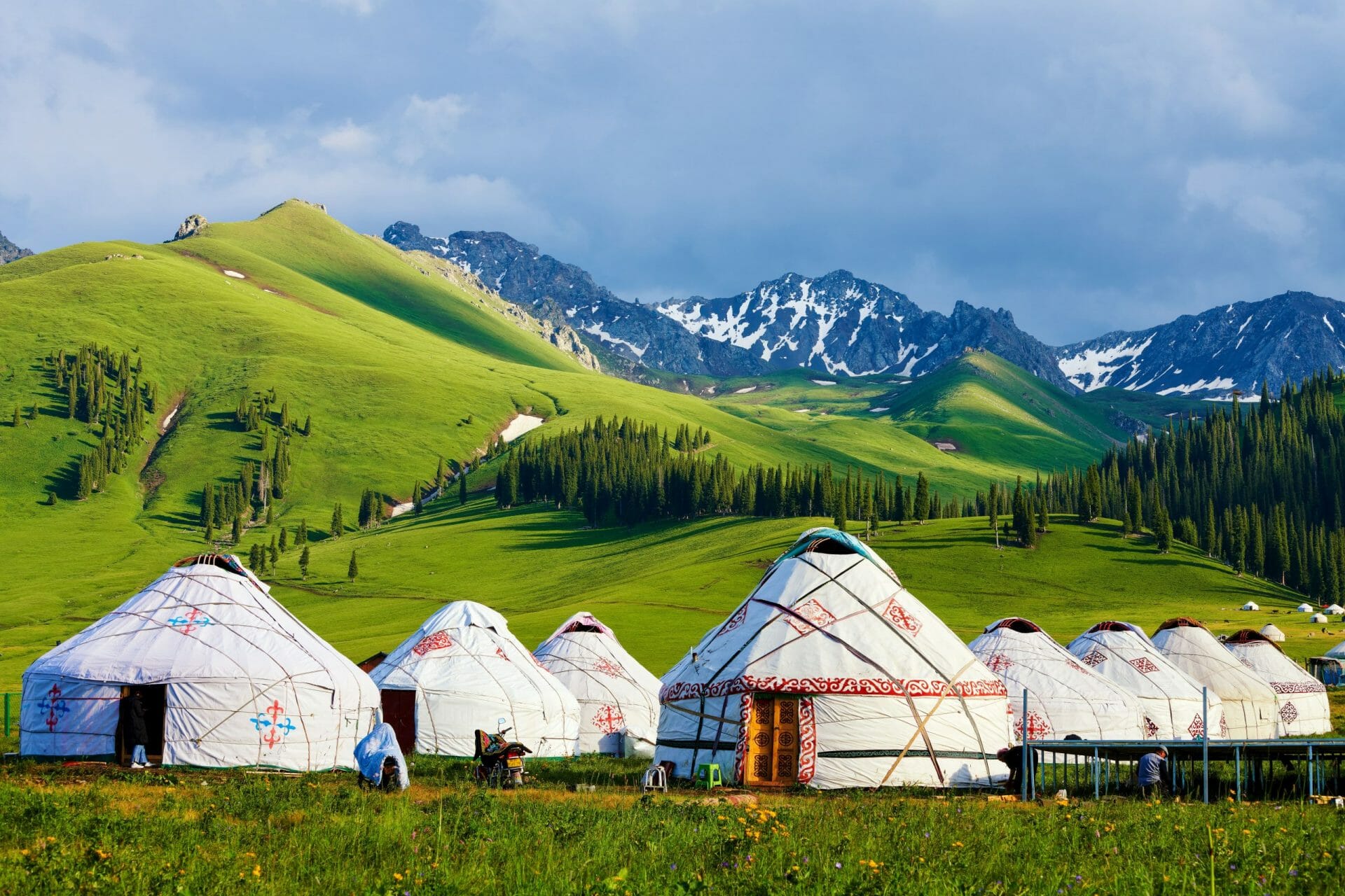 Mongolia -- vast open steppe, mountain landscape and big sky wilderness