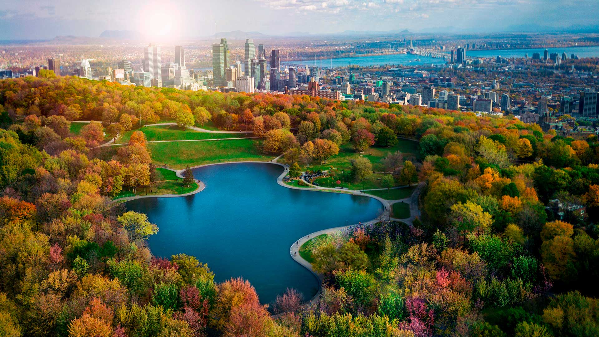 Vista aérea del parque de Montreal Canadá