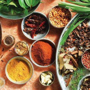 Comida mercado en mesa Mauricio