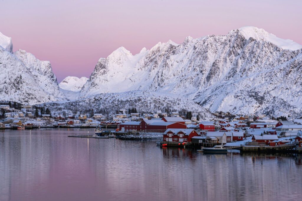 Vista panorámica Islas Lofoten atardecer