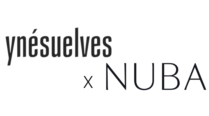 Logo with the word 'ynésuelves' on the left and 'NUBA' on the right, separated by a small 'x' in between.
